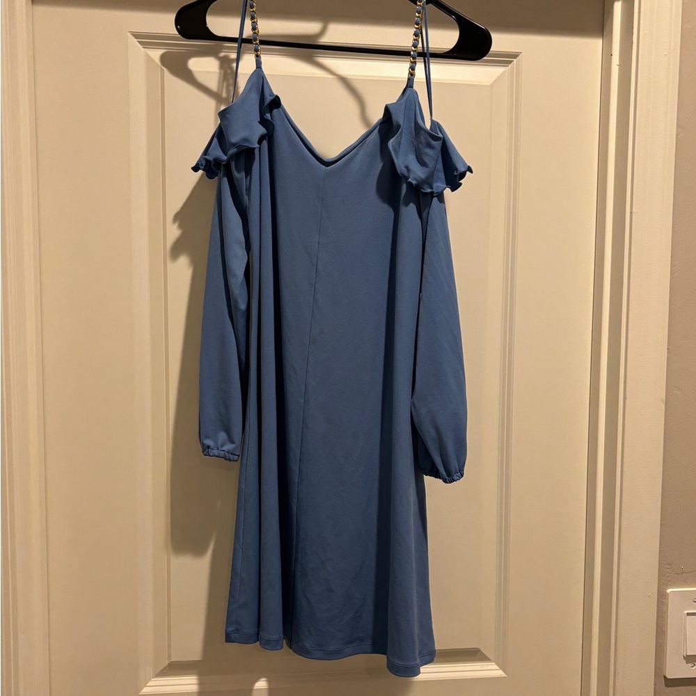 Michael Kors Light Blue Sleeveless Dress with Chain Strap Detail